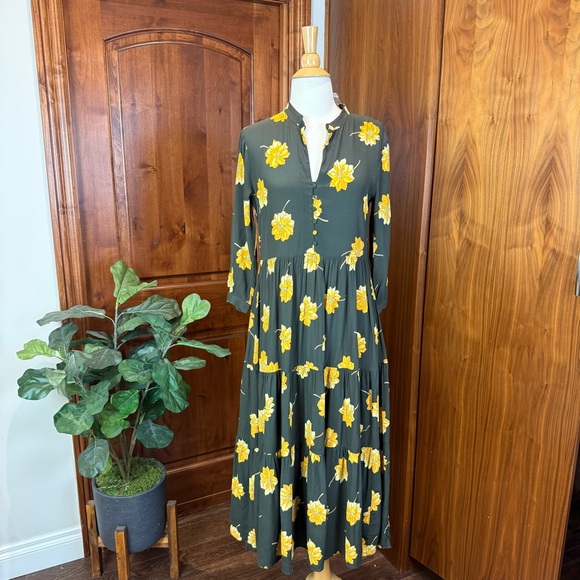 Madewell Dark Green Dress with Yellow Floral Print - Picture 4 of 13